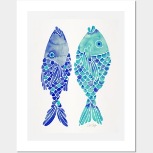 indonesian fish navy turquoise Posters and Art